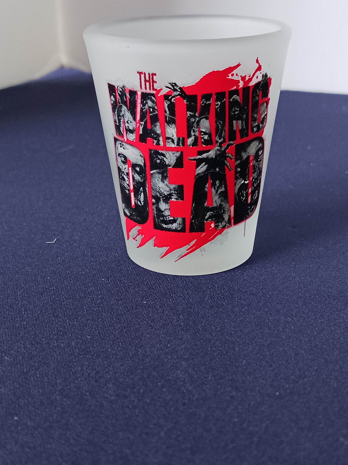 Walking Dead AMC Series, Zombies,  Shot Glass EUC, Halloween, Living Dead Fan, Cannibal, Top Rated Series, Popular Cable TV